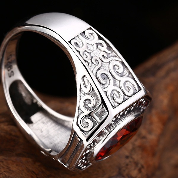 《 QBOX 》FASHION 飾品【TSR4126100】精緻個性復古八卦形鋯石藤花邊S925純銀戒指/開口戒指-細節圖7