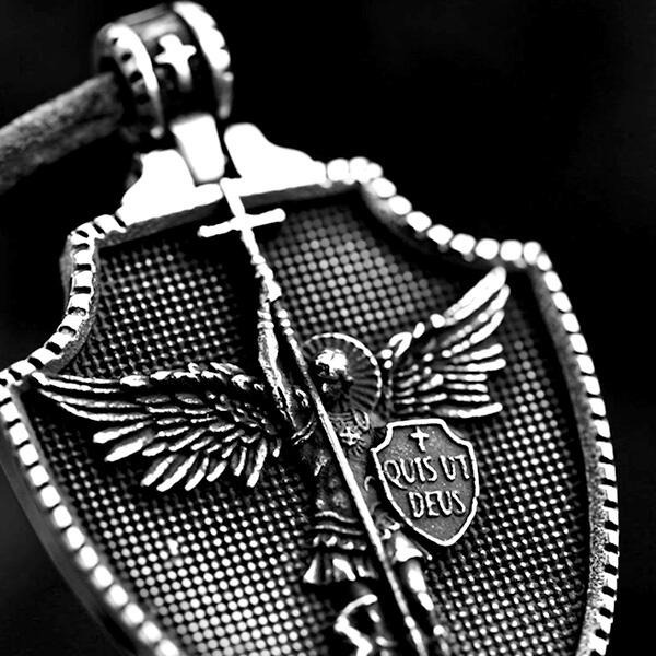 《QBOX 》FASHION 飾品【CBP8-1085】精緻個性復古天使十字架盾牌鈦鋼墬子項鍊/掛飾-細節圖7