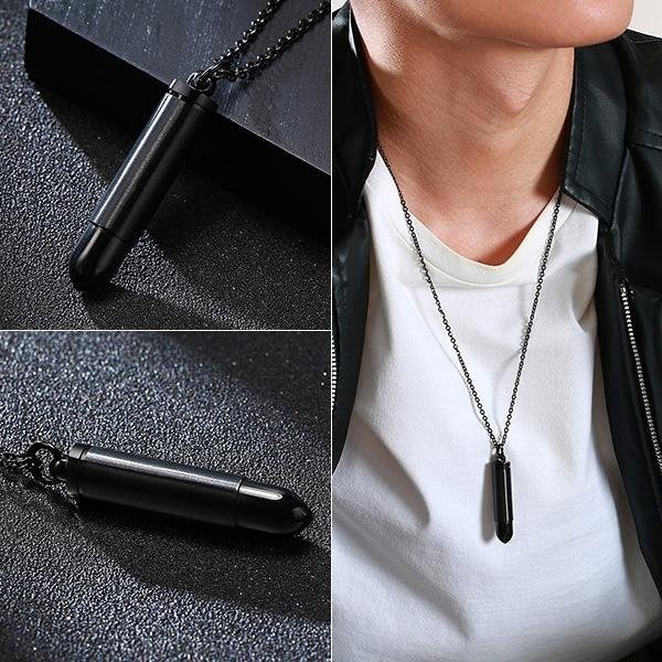 《 QBOX 》FASHION 飾品【CPN-027】精緻個性潮男火力先鋒多色子彈鈦鋼墬子項鍊/掛飾(可打開)-細節圖4