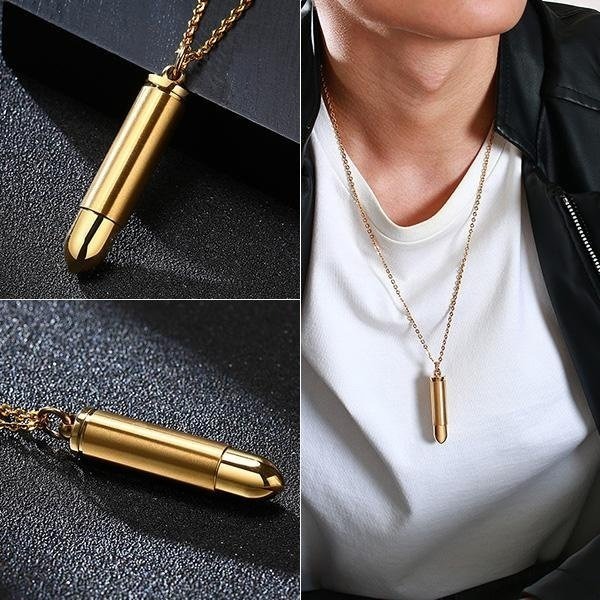 《 QBOX 》FASHION 飾品【CPN-027】精緻個性潮男火力先鋒多色子彈鈦鋼墬子項鍊/掛飾(可打開)-細節圖5