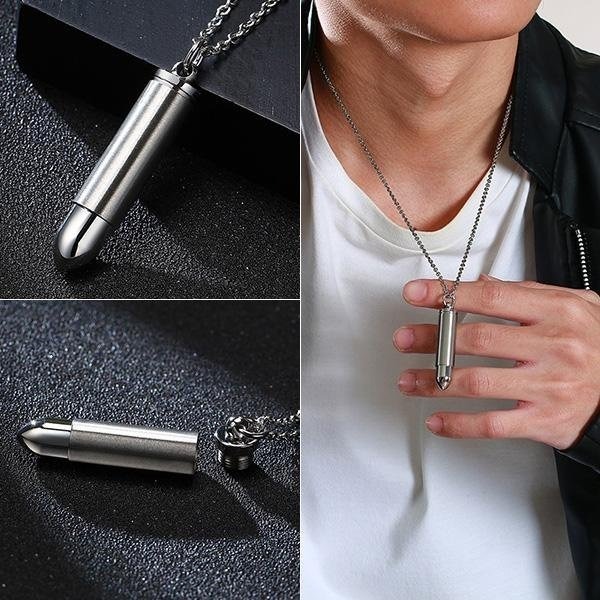 《 QBOX 》FASHION 飾品【CPN-027】精緻個性潮男火力先鋒多色子彈鈦鋼墬子項鍊/掛飾(可打開)-細節圖6