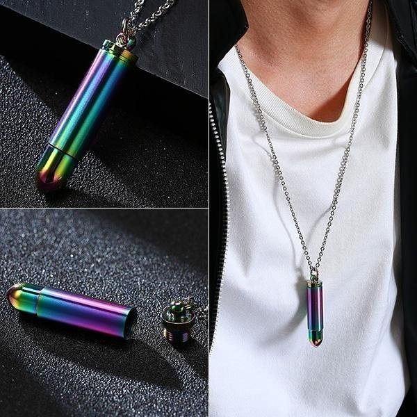 《 QBOX 》FASHION 飾品【CPN-027】精緻個性潮男火力先鋒多色子彈鈦鋼墬子項鍊/掛飾(可打開)-細節圖7