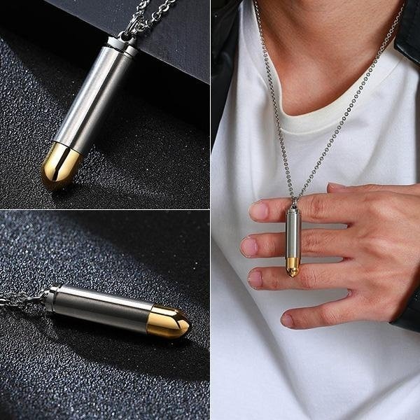 《 QBOX 》FASHION 飾品【CPN-027】精緻個性潮男火力先鋒多色子彈鈦鋼墬子項鍊/掛飾(可打開)-細節圖8