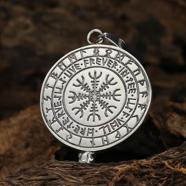 《 QBOX 》FASHION 飾品【CBP8-1295】精緻個性復古維京符文渡鴉戰斧圓盾掛鈦鋼墬子項鍊/掛飾-細節圖5