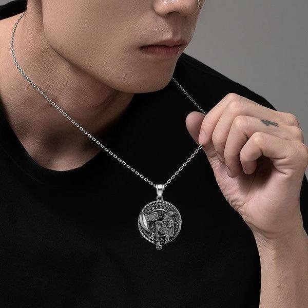 《 QBOX 》FASHION 飾品【CBP8-1295】精緻個性復古維京符文渡鴉戰斧圓盾掛鈦鋼墬子項鍊/掛飾-細節圖8