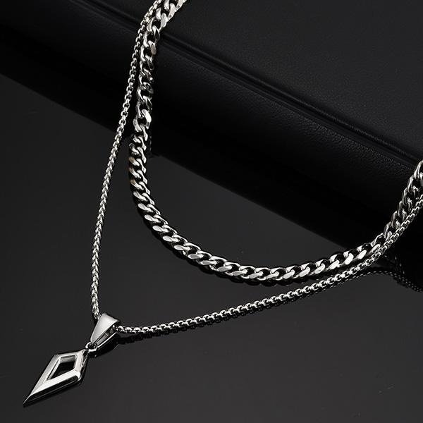《 QBOX 》FASHION 飾品【CPN-2170】精緻個性鋒芒棱境・菱角箭簇鈦鋼墬子項鍊/掛飾-細節圖6