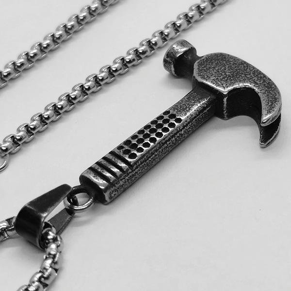 《 QBOX 》FASHION 飾品【CBP8-329】精緻個性復古羊角鎚子鈦鋼墬子項鍊/掛飾-細節圖6