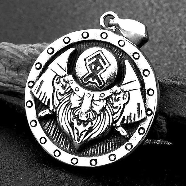 《 QBOX 》FASHION 飾品【CBP8-314】精緻個性戰魂傳承・維京戰士圓盾掛鈦鋼墬子項鍊/掛飾-細節圖3