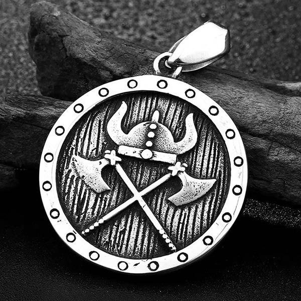 《 QBOX 》FASHION 飾品【CBP8-314】精緻個性戰魂傳承・維京戰士圓盾掛鈦鋼墬子項鍊/掛飾-細節圖4