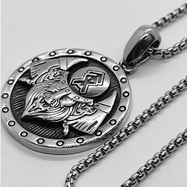《 QBOX 》FASHION 飾品【CBP8-314】精緻個性戰魂傳承・維京戰士圓盾掛鈦鋼墬子項鍊/掛飾-細節圖5