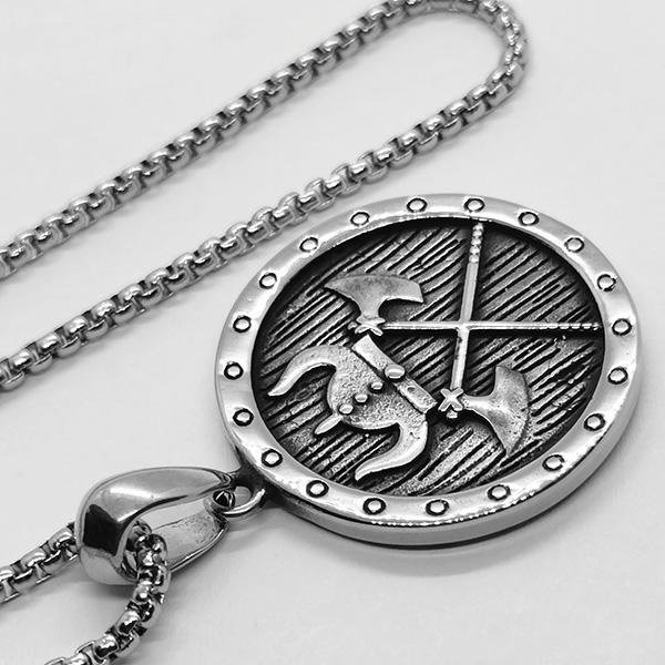 《 QBOX 》FASHION 飾品【CBP8-314】精緻個性戰魂傳承・維京戰士圓盾掛鈦鋼墬子項鍊/掛飾-細節圖6
