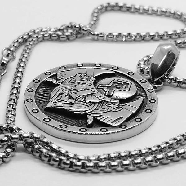 《 QBOX 》FASHION 飾品【CBP8-314】精緻個性戰魂傳承・維京戰士圓盾掛鈦鋼墬子項鍊/掛飾-細節圖7