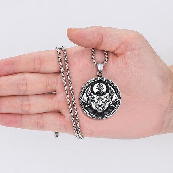 《 QBOX 》FASHION 飾品【CBP8-314】精緻個性戰魂傳承・維京戰士圓盾掛鈦鋼墬子項鍊/掛飾-細節圖8
