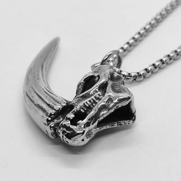 《 QBOX 》FASHION 飾品【CBP8-640】精緻個性野蠻先驅・犀牛骷顱頭骨掛鈦鋼墬子項鍊/掛飾-細節圖6