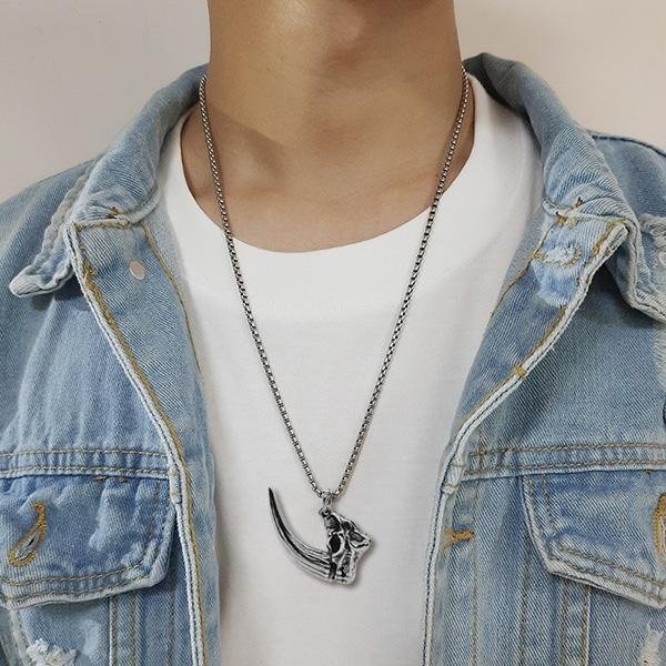 《 QBOX 》FASHION 飾品【CBP8-640】精緻個性野蠻先驅・犀牛骷顱頭骨掛鈦鋼墬子項鍊/掛飾-細節圖9