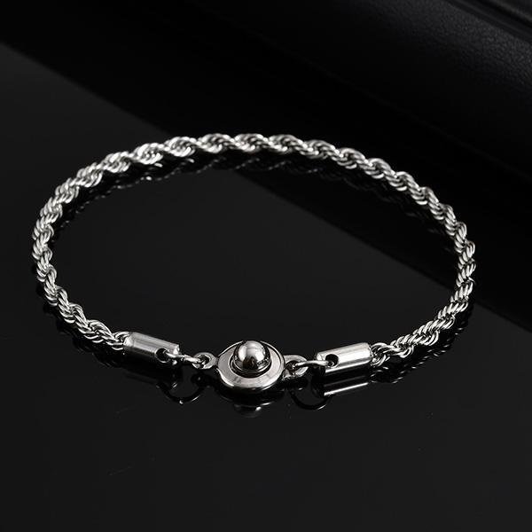 《QBOX 》FASHION 飾品【GBR-2489】 個性麻花繩結圓珠按扣鈦鋼手鍊/手環-細節圖5