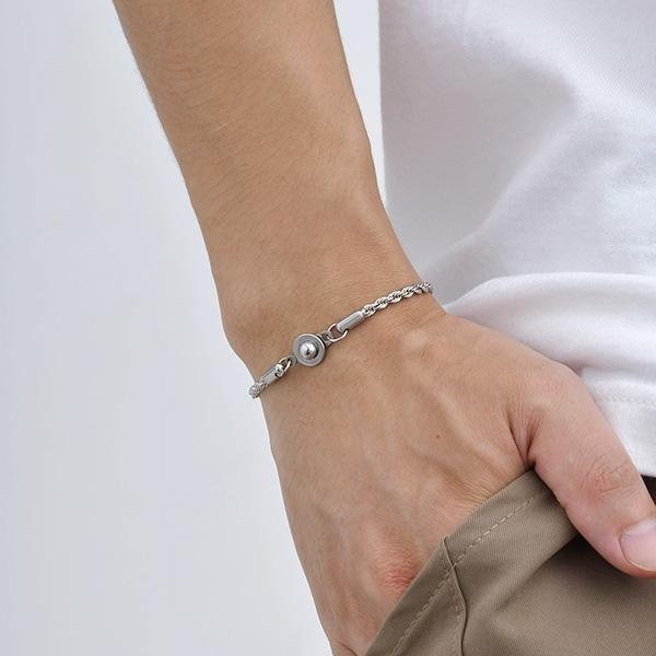 《QBOX 》FASHION 飾品【GBR-2489】 個性麻花繩結圓珠按扣鈦鋼手鍊/手環-細節圖7