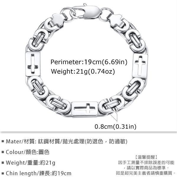《QBOX 》FASHION 飾品【GBR-2214】 個性復古鏤空信仰十字架鎖鏈環扣鈦鋼手鍊/手環-細節圖2