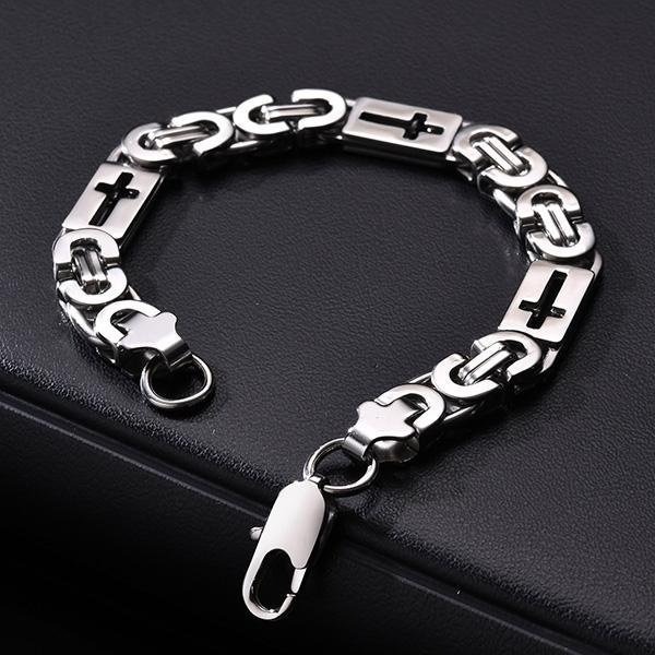 《QBOX 》FASHION 飾品【GBR-2214】 個性復古鏤空信仰十字架鎖鏈環扣鈦鋼手鍊/手環-細節圖3