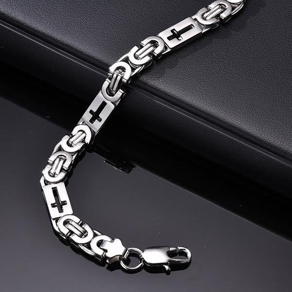 《QBOX 》FASHION 飾品【GBR-2214】 個性復古鏤空信仰十字架鎖鏈環扣鈦鋼手鍊/手環-細節圖5