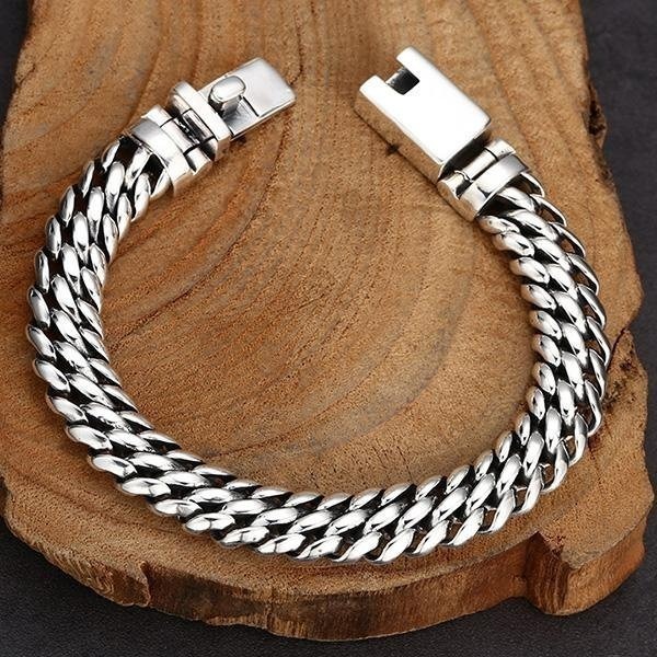 《QBOX 》FASHION 飾品【TSB2571616】精緻個性復古編織鎖甲鏈設計扣環S925純銀手鍊/手環-細節圖3