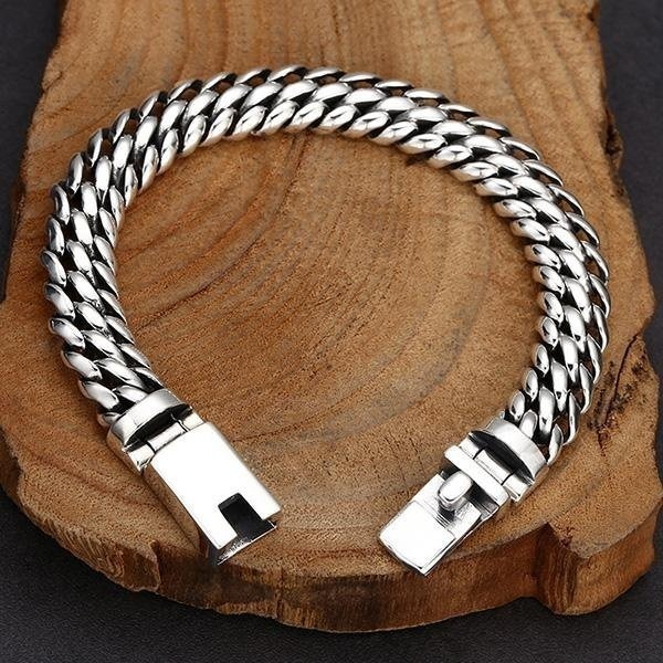 《QBOX 》FASHION 飾品【TSB2571616】精緻個性復古編織鎖甲鏈設計扣環S925純銀手鍊/手環-細節圖4