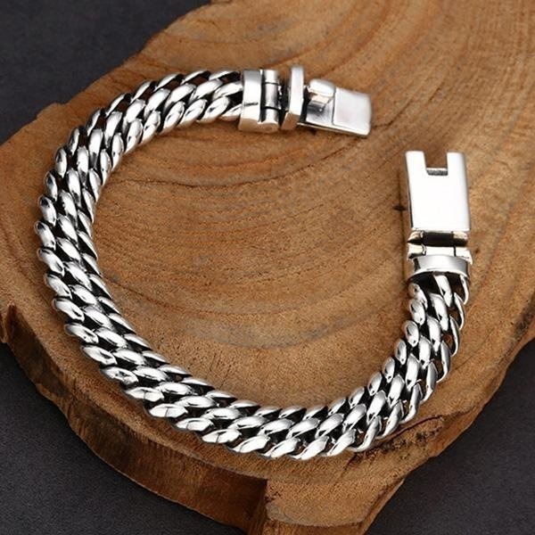 《QBOX 》FASHION 飾品【TSB2571616】精緻個性復古編織鎖甲鏈設計扣環S925純銀手鍊/手環-細節圖7