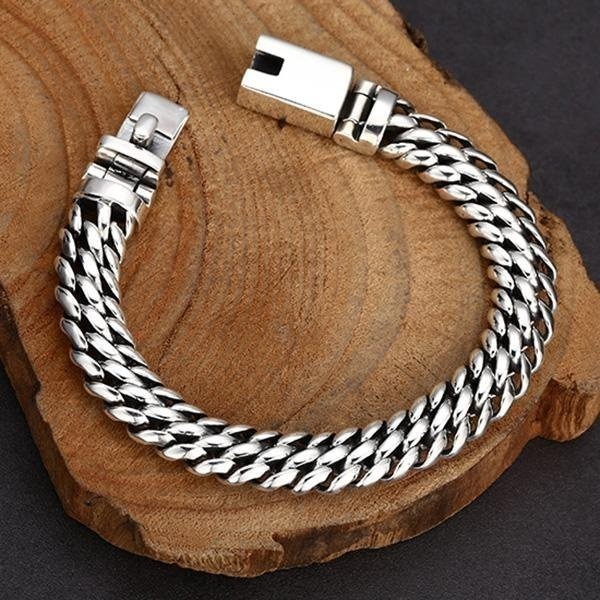 《QBOX 》FASHION 飾品【TSB2571616】精緻個性復古編織鎖甲鏈設計扣環S925純銀手鍊/手環-細節圖8