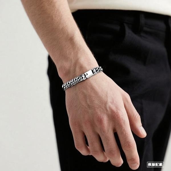 《QBOX 》FASHION 飾品【TSB2571616】精緻個性復古編織鎖甲鏈設計扣環S925純銀手鍊/手環-細節圖9