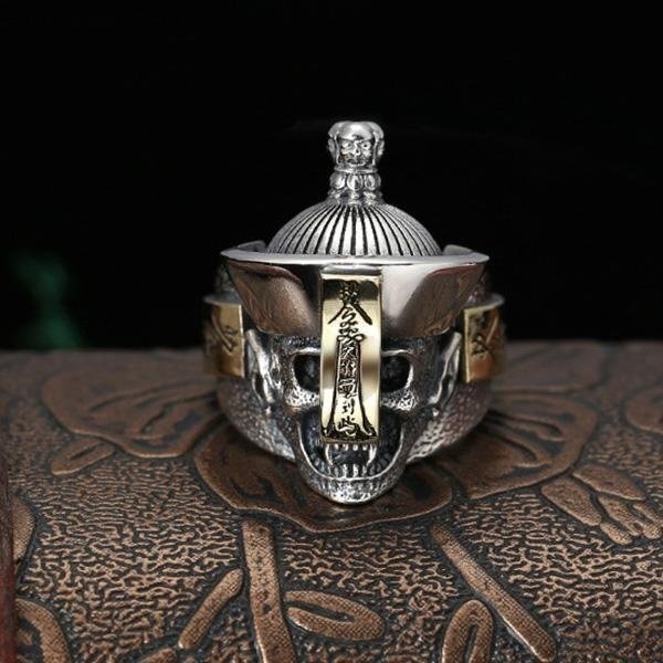 《 QBOX 》FASHION 飾品【TSR25625206】精緻個性復古鎮魂骷顱殭屍S925純銀戒指/開口戒指-細節圖3