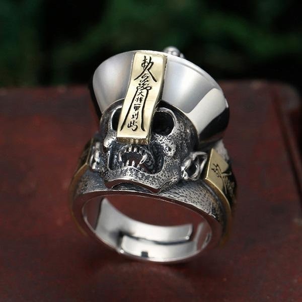 《 QBOX 》FASHION 飾品【TSR25625206】精緻個性復古鎮魂骷顱殭屍S925純銀戒指/開口戒指-細節圖4