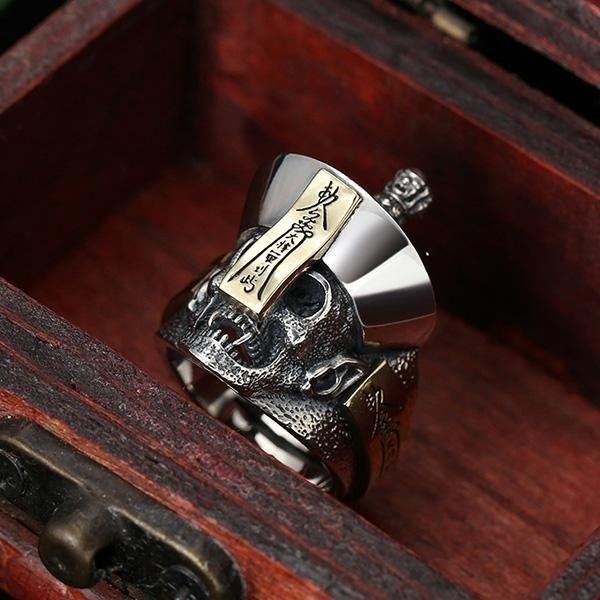 《 QBOX 》FASHION 飾品【TSR25625206】精緻個性復古鎮魂骷顱殭屍S925純銀戒指/開口戒指-細節圖6