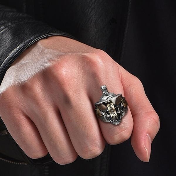 《 QBOX 》FASHION 飾品【TSR25625206】精緻個性復古鎮魂骷顱殭屍S925純銀戒指/開口戒指-細節圖8