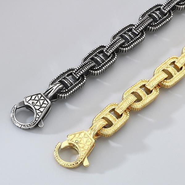 《QBOX 》FASHION 飾品【BK184815】 個性復古粗曠日字編織紋路環扣鑄造鈦鋼手鍊/手環-細節圖6