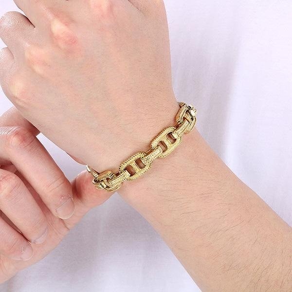 《QBOX 》FASHION 飾品【BK184815】 個性復古粗曠日字編織紋路環扣鑄造鈦鋼手鍊/手環-細節圖7