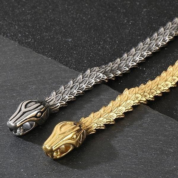 《 QBOX 》FASHION 飾品【NK286886】個性精工復古靈蛇設計鈦鋼項鍊/鋼鍊條-細節圖6