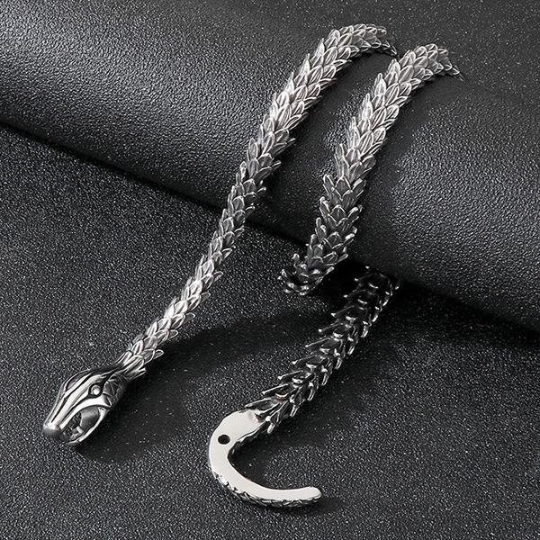 《 QBOX 》FASHION 飾品【NK286886】個性精工復古靈蛇設計鈦鋼項鍊/鋼鍊條-細節圖8