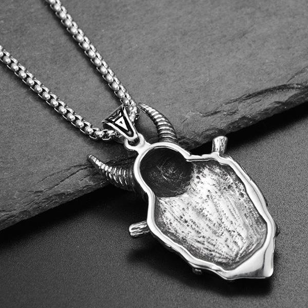 《 QBOX 》FASHION 飾品【CLHP170】精緻個性北歐海盜狂戰士骷顱頭鑄造鈦鋼墬子項鍊/掛飾-細節圖4