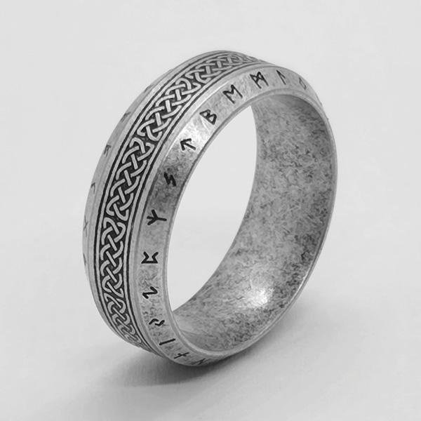 《 QBOX 》FASHION 飾品【CBR-R227】精緻個性復古北歐符文凱爾特結圖騰鈦鋼戒指/戒環-細節圖4