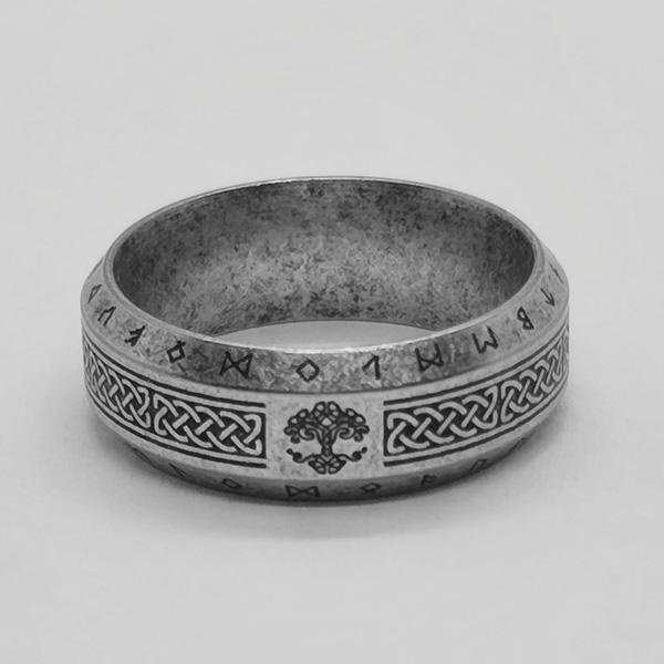 《 QBOX 》FASHION 飾品【CBR-R227】精緻個性復古北歐符文凱爾特結圖騰鈦鋼戒指/戒環-細節圖5