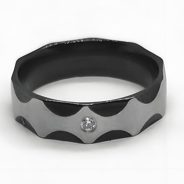 《 QBOX 》FASHION 飾品【R25061921】精緻個性暗夜棱光鑲鑽鈦鋼戒指/戒環-細節圖4