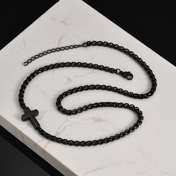 《 QBOX 》FASHION 飾品【GNC-1892】精緻個性經典輕奢十字環扣鈦鋼項鍊/鎖骨鍊-細節圖6