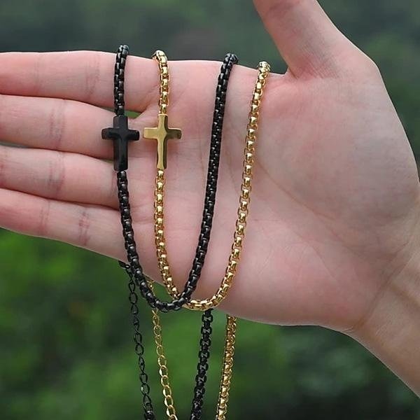 《 QBOX 》FASHION 飾品【GNC-1892】精緻個性經典輕奢十字環扣鈦鋼項鍊/鎖骨鍊-細節圖7