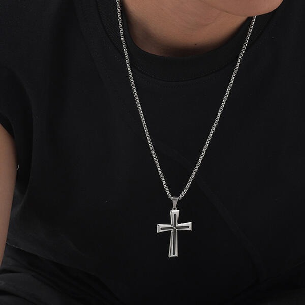 QBOX 》FASHION 飾品【GPN-2113】精緻個性嘻哈簡約間黑單鑽十字架鈦鋼墬子項鍊/掛飾-細節圖7