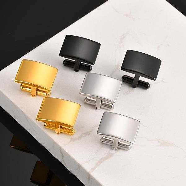 《 QBOX 》FASHION 飾品【GCL-057】精緻個性經典百搭商務方形弧面鈦鋼袖扣(三色)-細節圖3