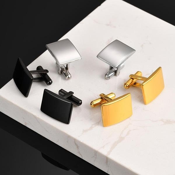 《 QBOX 》FASHION 飾品【GCL-057】精緻個性經典百搭商務方形弧面鈦鋼袖扣(三色)-細節圖4