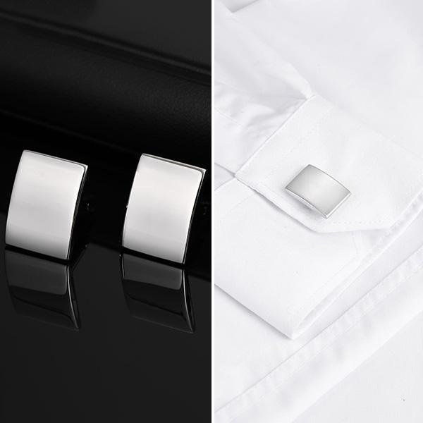 《 QBOX 》FASHION 飾品【GCL-057】精緻個性經典百搭商務方形弧面鈦鋼袖扣(三色)-細節圖8