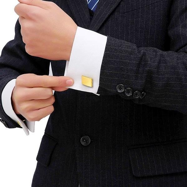 《 QBOX 》FASHION 飾品【GCL-057】精緻個性經典百搭商務方形弧面鈦鋼袖扣(三色)-細節圖9