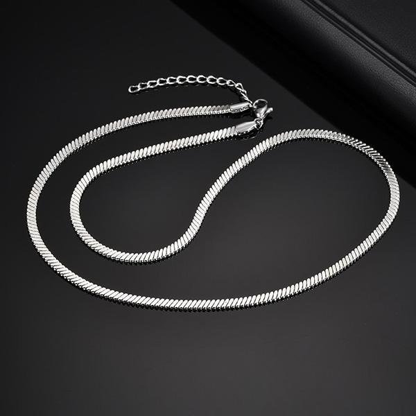 《 QBOX 》FASHION 飾品【GNC-2307】精緻個性光滑螺旋刀片紋理鈦鋼項鍊/扁平鍊-細節圖5