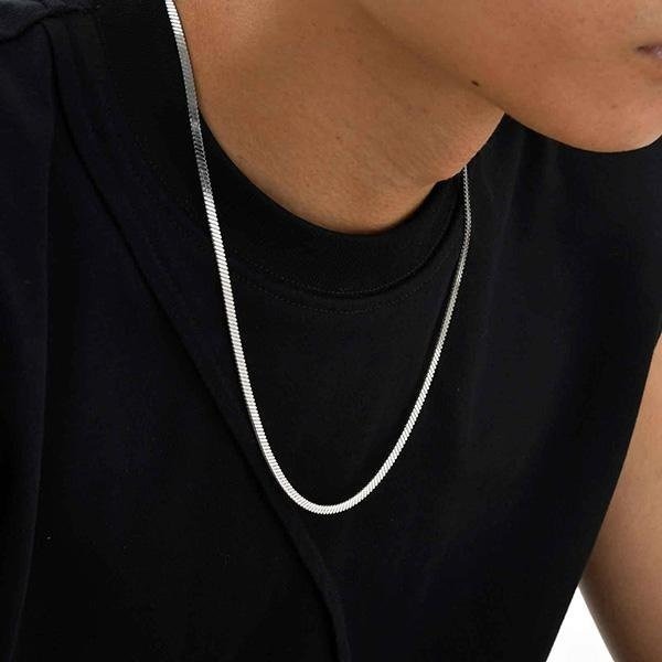 《 QBOX 》FASHION 飾品【GNC-2307】精緻個性光滑螺旋刀片紋理鈦鋼項鍊/扁平鍊-細節圖7